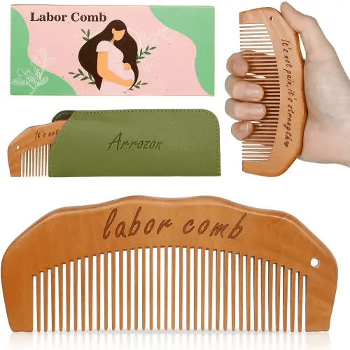 Arrozon Birth Comb for Women Labor, Wooden Labor Comb Natural Labor and Delivery Essentials, Birthing Comb Labor Gifts for Pregnant Women, Wood Comb Pregnancy Must Haves (Designed for Moms)
