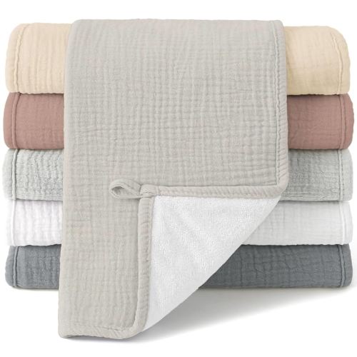 Bearmoss 100% Cotton Muslin Burp Cloths Sets 6 Pack 20x10inch Large Burping Clothes Extra Soft Absorbent for Newborn Unisex Baby Girls and Boys (Winter)