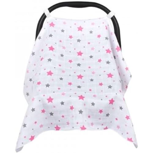 Muslin Car Seat Covers for Babies 100% Cotton Breathable and Soft - Protect Your Baby with Stylish Seat Covers for Girls and Boys (Pink) (Pack of 1)