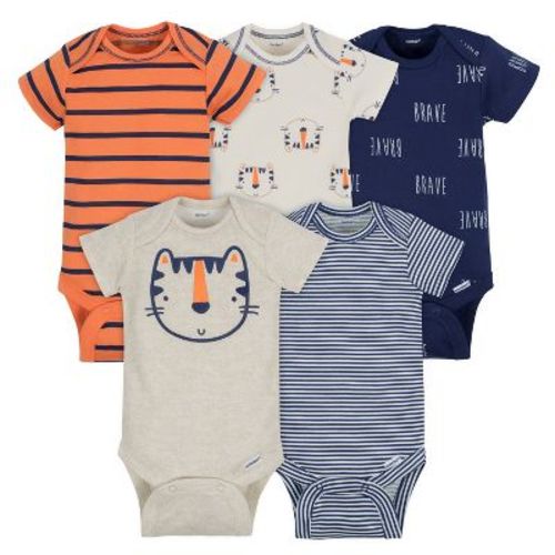 Gerber Baby Boys' 5-Pack Short Sleeve Bodysuits, Fox