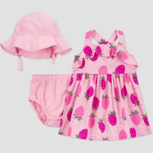 Carter's Just One You® Baby Girls' Strawberries Top & Bottom Set with Hat - Pink 9M