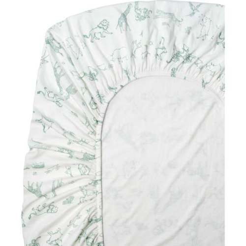 Animal Parade Print Elastic Corner Crib Sheet, Seafoam - Oso & Me | Maisonette