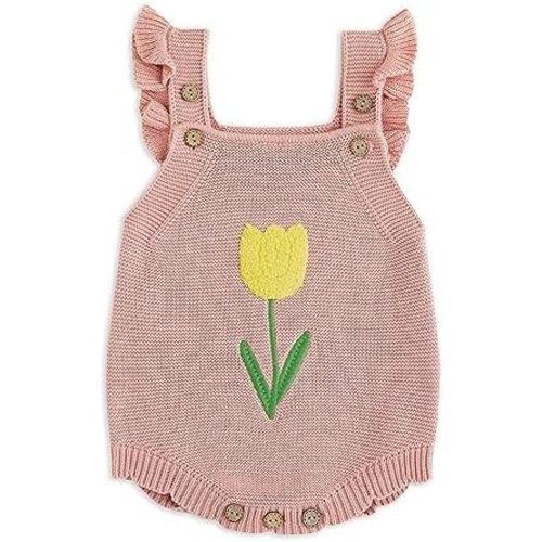 Simplee kids Baby Girls Sunflower Knit Rompers Knit Clothes for Newborn Baby Girls