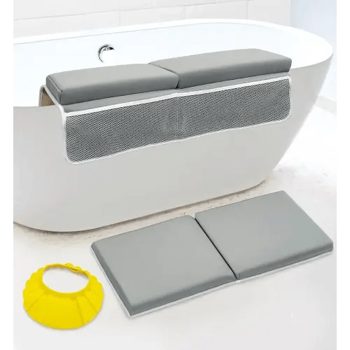 2PC Bath Kneeler and Elbow Rest Pad Set, Comfortable Baby Bath Kneeler, Baby Bath Bathtub Accessories, Kneeling Pad for Baby Bath, Bath Toy Organizer, Baby Bath Pad, Kneeling Mat for Bathing Baby