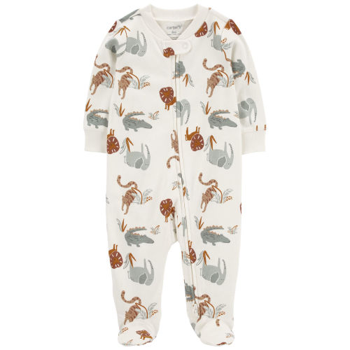 Baby Animal Print 2-Way Zip Cotton Sleep & Play