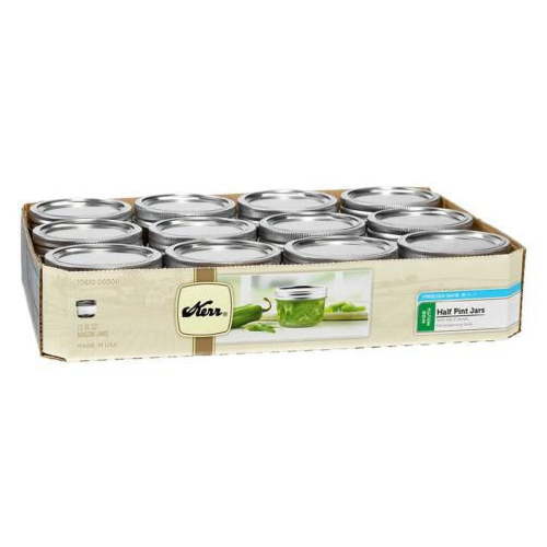 Kerr 8 oz. Wide Mouth Half-Pint Canning Jars with SureTight Lids and Bands, BPA-Free, 12 Count