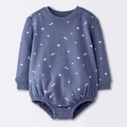 Baby Boys' Mushroom Sweatshirt Romper - Cloud Island™ Navy Blue