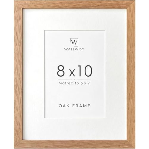 8x10 Picture Frame, Solid Oak Wood 8x10 Photo Frame with Mat to 5x7, 10x8 Picture Frames for Wall and Tabletop Display, Natural Oak 8 x 10 Frame, Set of 1