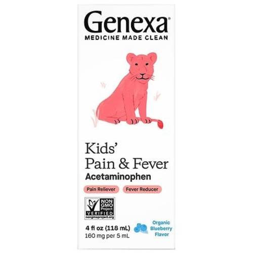 Genexa Kids' Pain & Fever Relief With Acetaminophen Blueberry