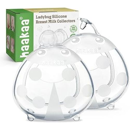haakaa Ladybug Silicone Breast Milk Collector - Wearable Breast Shells Nursing Cups for Large Milk Supply, Reusable, Extra-Soft & Skin-Friendly (150ml, 2PCS)