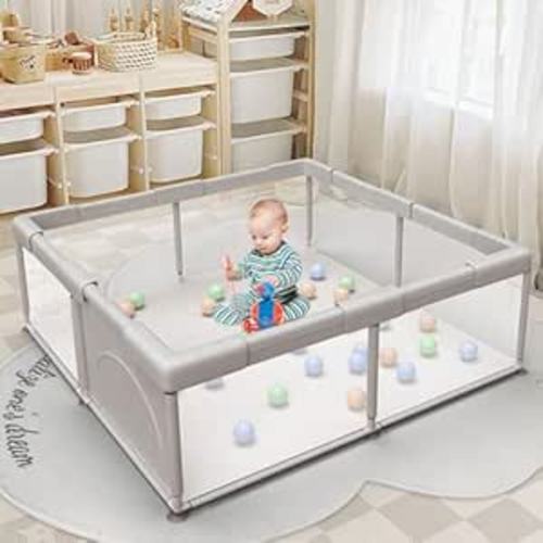 Baby Playpen Play Pens for Babies and Toddlers Baby Fence Baby Play Yards for Indoor & Outdoor with Breathable Mesh Anti-Fall Playpen Grey - 50"X50"