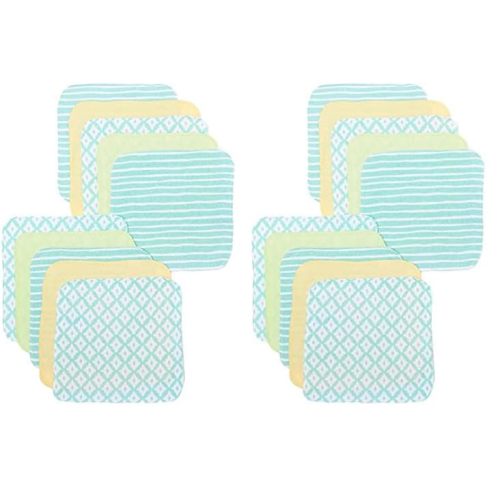 Spasilk Washcloth Wipes Set for Newborn Boys and Girls, Soft Terry Washcloth Set, Pack of 20, Green Diamonds