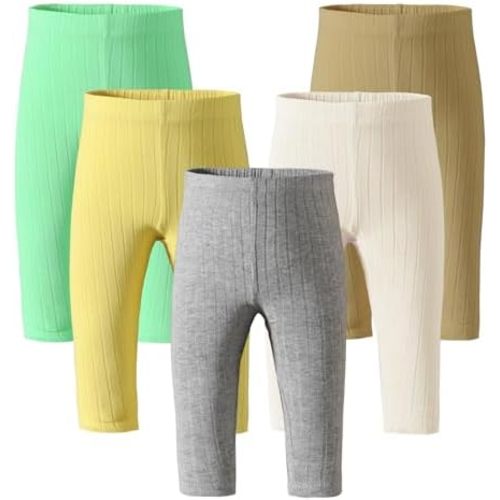 Newborn Toddler Baby Girl Pants Leggings Ribbed Straight Flare Infant Girl Pants Leggings Bell Bottoms 5 Packs