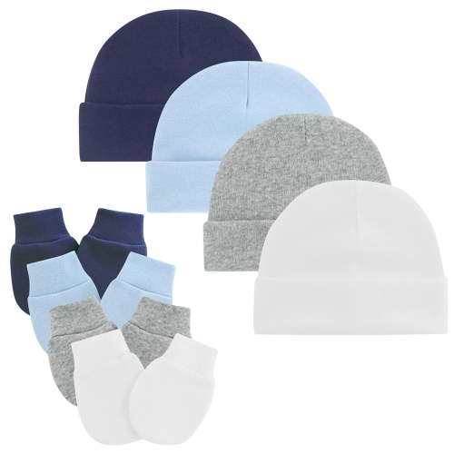 American Trends Baby Hats 0-6 Months Toddler Hat and Mittens for Newborn Baby Girls Baby Beanie Cotton Cap Navy; Sky blue; Grey; White 0-6 Months