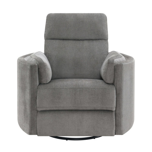 Hokku Designs Ilyaz 40"W Upholstered Glider Recliner with Swivel in Charcoal | Wayfair