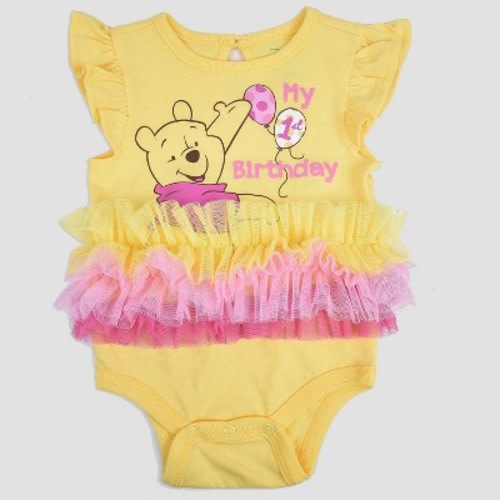 Baby Girls' Winnie the Pooh Birthday Bodysuit - Yellow, Size: 3-6M