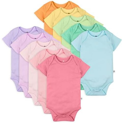 HonestBaby 10-pack Short Sleeve Bodysuits One-piece 100% Organic Cotton for Infant Baby Boys, Girls, Unisex