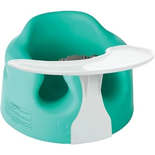 Bumbo B10055MPA3 Baby Infant Soft Foam Comfortable Wide Floor Seat with 3 Point Adjustable Harness and Play Top Tray Attachment, Aqua