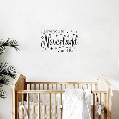 Vinyl Wall Art Decal - I Love You to Neverland and Back - 15" x 24.5" - Modern Inspirational Quote Sticker for Children Bedroom Home Nursery Daycare Kids Room Decor (Black)