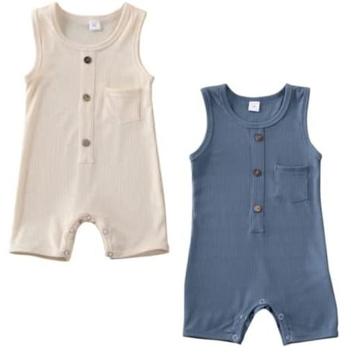 2 Pack Newborn Summer Baby Boy Girl Romper Bodysuit Jumpsuit Playsuit One Piece Outfit Clothes
