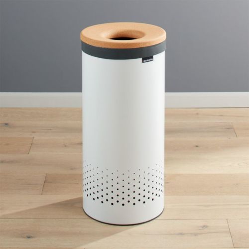 16-Gallon White Laundry Bin with Cork Lid