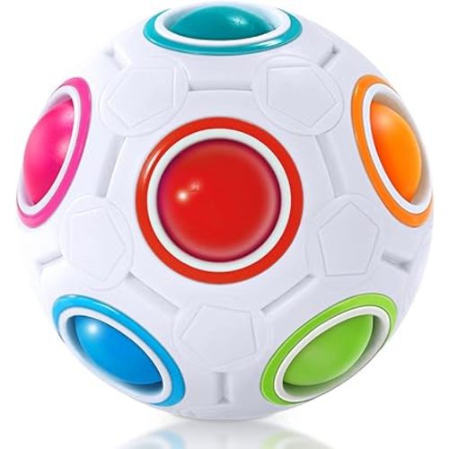 Vdealen Magic Rainbow Puzzle Ball, Fidget Ball Puzzle Brain Teaser Fidget Toy for Boys & Girls- Birthday Party Easter Valentines Christmas Stocking Stuffers for Kids Teen & Adults(Off White)