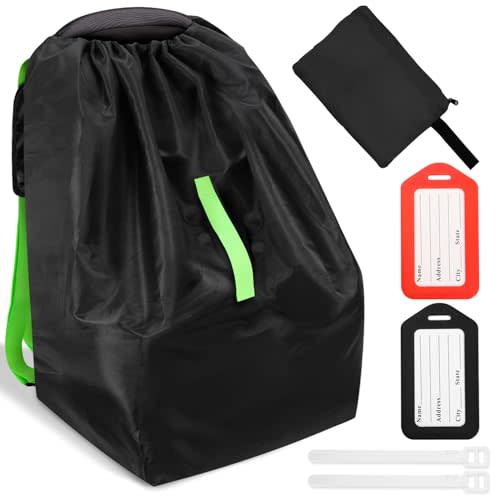 Waterproof Car Seat Bags For Airplane Travel, Durable Carseat Cover For Air Travel Car Seat Travel Bag with Shoulder Straps and 2pcs Luggage Tags For Airplane