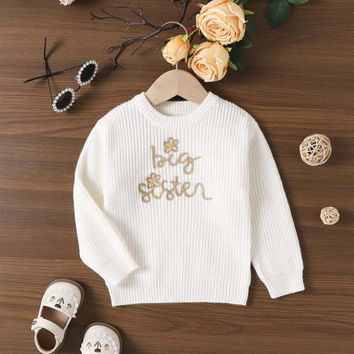 SILVERCELL Toddler Baby Boys Girls Knitted Sweater Big Sister Little Brother Matching Outfits Long Sleeve Jumpers Knitwear Pullover Top, Newborn -4 Years