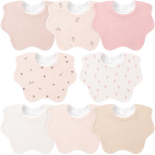 Bearmoss Muslin Cotton baby Bibs-8 Pack muti-function Drool Bibs Adjustable Baby Bibs for Unisex Baby Girls & Boys