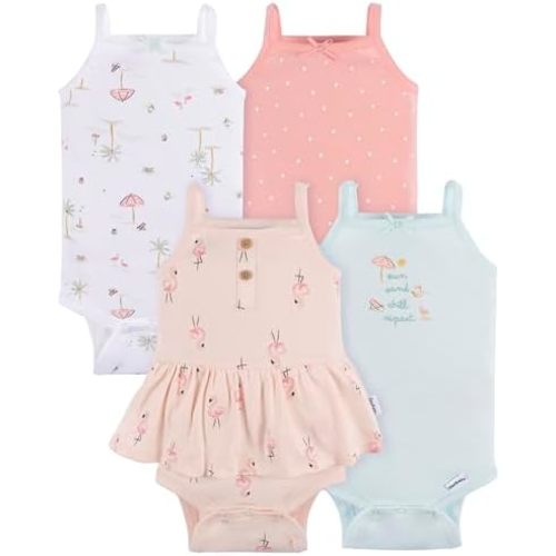 Gerber Baby Girls Multi-Pack Sleeveless Onesies Bodysuit