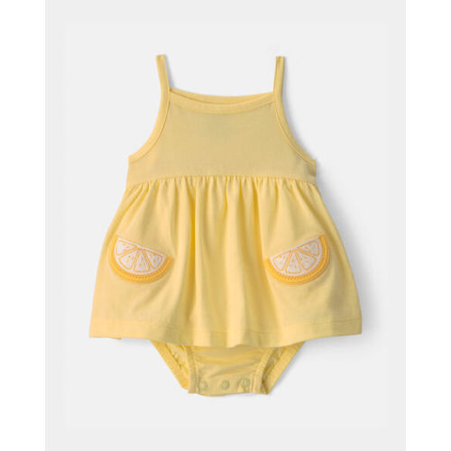 Baby Girl Lemon Sleeveless Bodysuit Dress - Yellow | Carter's
