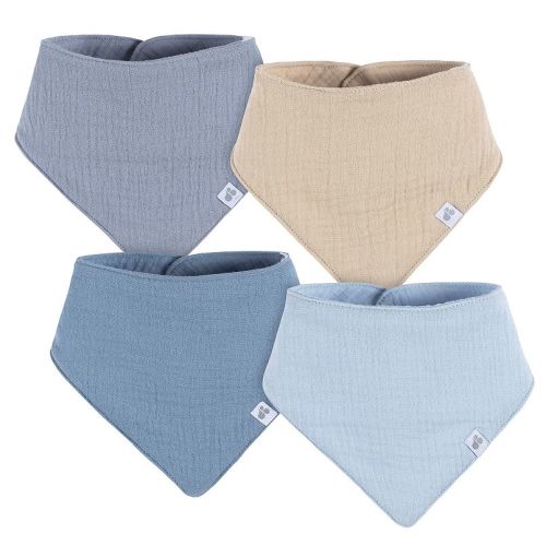 Baby Just Born® 4 Pack Solid Muslin Bandana Bibs