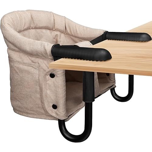 Hook On High Chair - Portable & Foldable for Babies 6-36 Months, Family & Travel Use with Carry Bag(Khaki)