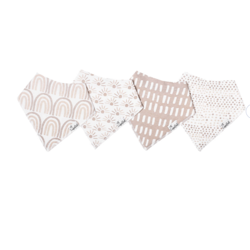 Baby Cotton Bandana Drool Bib Set, Bliss - Copper Pearl Bibs | Maisonette