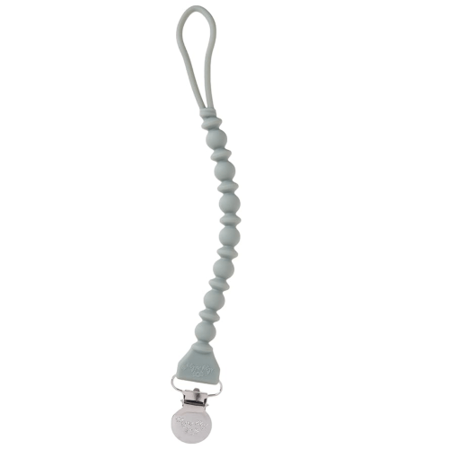Itzy Ritzy Silicone Pacifier Clip; 100% Silicone Pacifier Strap with Clip Keeps Pacifiers, Teethers & Small Toys in Place; Features One-Piece Beaded Design & Silicone Cord, Succulent with Silver Clip