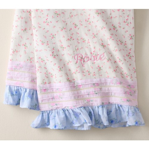 LoveShackFancy Ruffled Oversized Muslin Baby Blanket