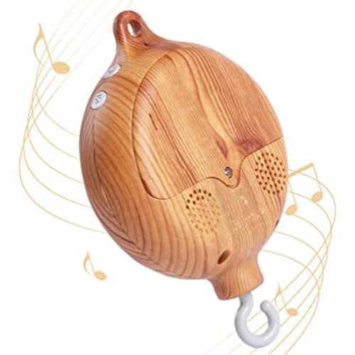 Baby Crib Mobile Musical Box - Mobile Rotary Music Box Imitation Wood - Music Box with Rotating Hook -Crib Mobile Motor Battery Operated Plays 35 Tunes Crib Toys Attachments (Without Arm)