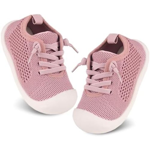 Baby Girl&Boy Toddler First Walking Shoes 6-12 Months Size 3 Black Barefoot Slip On Wide Toe Box Shoes Soft Footmates Casual Tennis Indoor Flexible Learning to Walk Rubber Sneakers