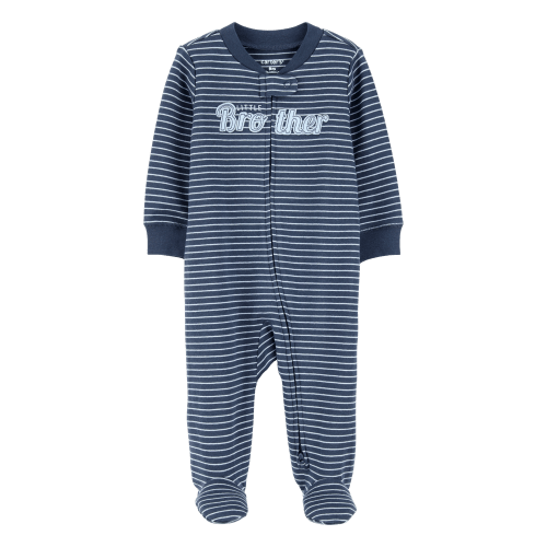 Baby Boy Striped Little Bro 2-Way Zip Cotton Sleep & Play Pajamas - Blue - Carter's | Carter's