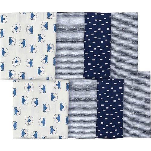 Gerber Unisex-Baby 8-Pack Cotton Flannel Burp Cloths - Blue Fox - 20x14 Inch (Pack of 8)
