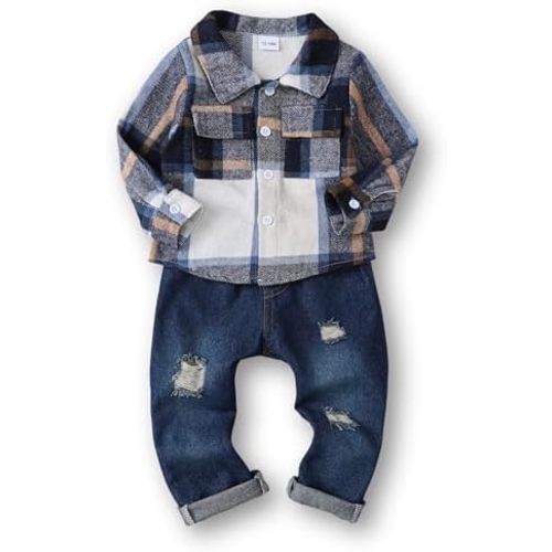 XUANHAO Baby Boy Clothes Infant Toddler Boy Outfits 12 18 24 Months 2T 3T 4T 5T Jeans Pants Clothing Set Fall Winter Clothes