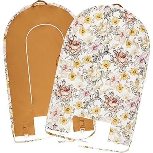 Baby Lounger Cover for Newborn Girls Boys, HNHUAMING 100% Cotton Replaceable Infant Nest Cover, Ultra Soft & Breathable Portable Lounger Slipcover, Covers Only (Floral, Brown)