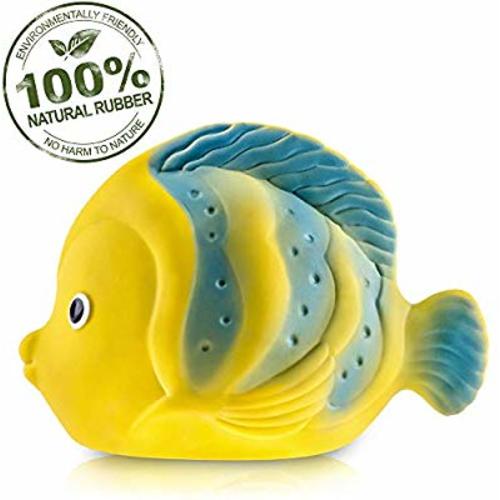 Pure Natural Rubber Baby Bath Toy - La the Butterfly Fish - Without Holes, BPA, PVC, Phthalates Free, All Natural, Textured for Sensory Play, Sealed Bath Rubber Toy, Hole Free Bathtub Toy for Babies