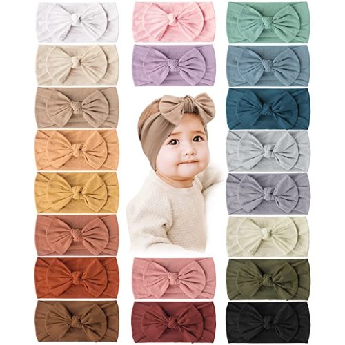 Prohouse 20PCS Baby Nylon Headbands Hairbands Hair Bow Elastics for Baby Girls Newborn Infant Toddlers Kids(Clay)