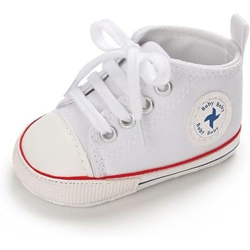 Baby Boys Girls Star High Top Sneaker Soft Anti-Slip Sole Newborn Infant First Walkers Canvas Denim Shoes