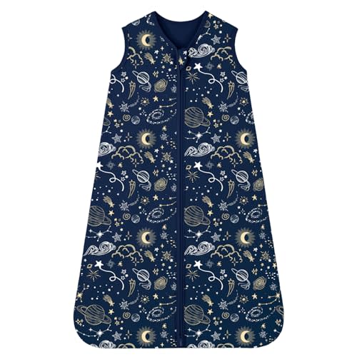 FIEMOL Baby Sleep Sack 6-12 months, 100% Cotton Sleep Sack for Newborn, Wearable Blanket Baby, 0.5 Tog Lightweight Double Zipper Sleeping Bag Blue Sky 1 Pack