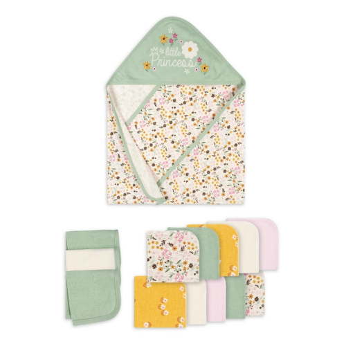 Gerber Baby Girl Hooded Towel & Washcloths Bath Set, 14-Piece
