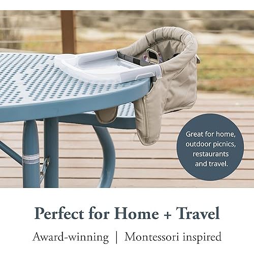 Inglesina Fast Table Chair - Cream + Fast Dining Tray - Portable Baby High Chair - for Babies & Toddlers up to 37 lbs - Fits Tables 0.8'' to 3.5'' Thick - Compact & Easy to Use - Travel Bag Included