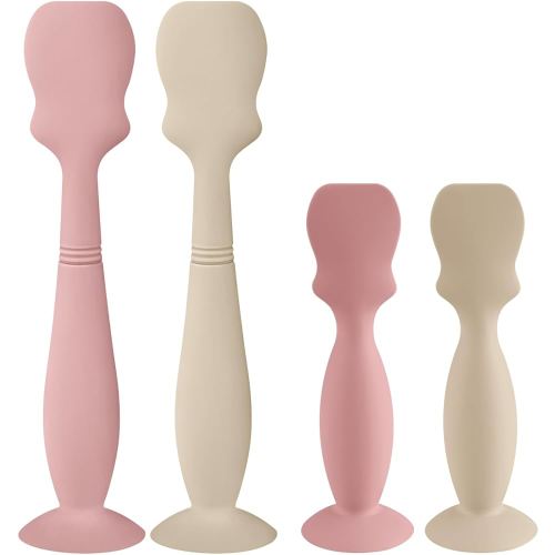 4 Pack Baby Diaper Cream Brush, Diaper Cream Spatula Applicator Silicone Baby Butt Paste Spatula for Babies, Newborn, 2 x Large Size, 2 x Small Size (2 x Sand, 2 x Blush)