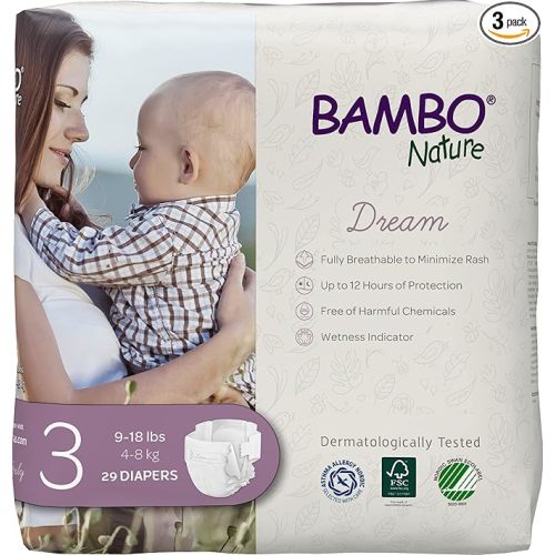Bambo Nature Premium Baby Diapers (SIZES 0 TO 6 AVAILABLE), Size 3, 87 Count
